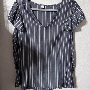Old Navy grey & white stripped top size large